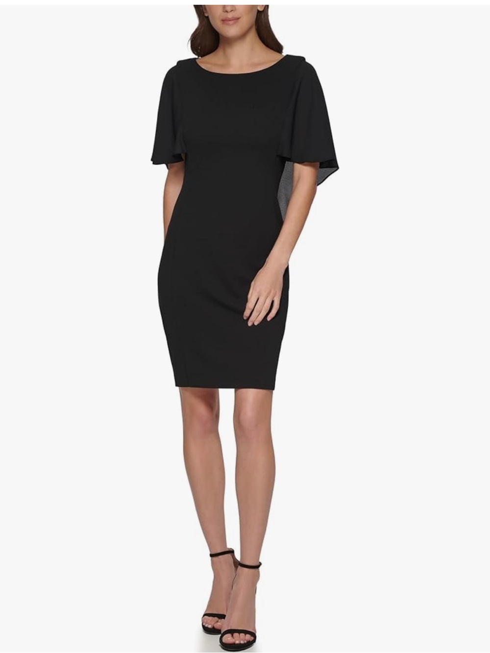 DKNY Black Flutter Sleeve Sheath Dress